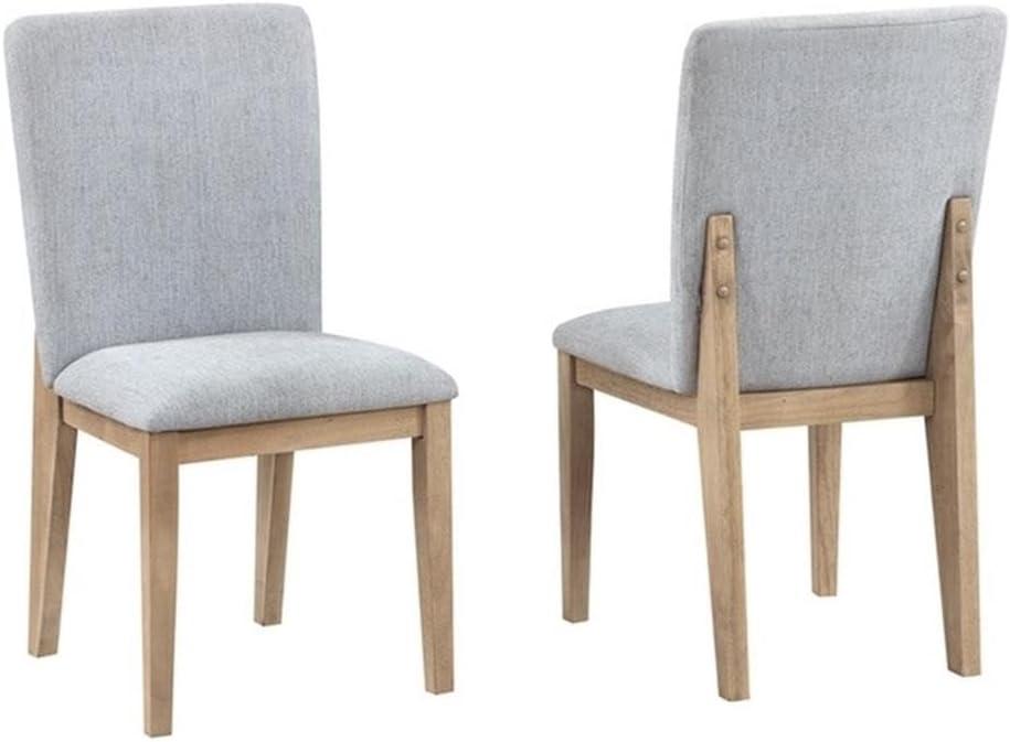 Pemberly Row Set of 2 Gray Linen Fabric and Oak Finish Dining Chair