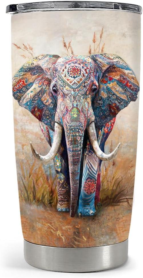 SANDJEST Elephant Tumbler 20oz Stainless Steel Insulated Coffee Travel Mug Cup for Women Girls on Birthday Christmas Mothers Day