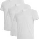 BAMBOO COOL Men's Undershirts V Neck, Moisture Wicking Soft T-Shirt, Stay Tucked Classic Fit, Tag-Free, 3-Pack (White, M)