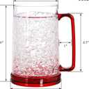 Fasmov Freezer Beer Mugs, 4 Pack Double Wall Gel Frosty Freezer Ice Mugs, Plastic Beer Mugs With Handles for Parties and Gifts, 16oz (Blue, Red, Orange and Green)