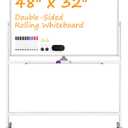 Rolling White Board on Wheels, 48" x 32" Large Dry Erase Board with Stand, Big Rolling Whiteboard for Home, Office, School (48" x 32")
