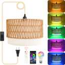 Plug in Hanging Lamp with RGB Smart Bulb Plug-in Cord Pendant Light with 15ft Cord Fixture Pendant Lights for Bedroom Kitchen Living Room Dining Room