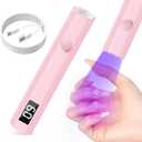 UV Nail Light Handheld UV Light for Nails 3W Portable Led Lamp with 2 Timer Settings 20/60s for Gel Polish Home DIY Salon Women(Pink)