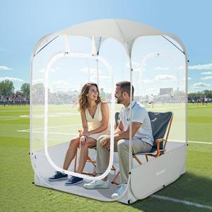 Sports Pods, Instant Pop Up Bubble Tent Fits 1-2 Persons, No Condensation, Spacious Interior, Ultra Visibility for Outside Sports Events, Fishing (Beige)