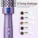 1.5 Inch Thermal Brush Blowout with 5 Temp Settings, Universal Voltage Hair Curling Iron, Ceramic Ionic Thermal Round Curling Brush Suitable for Medium and Long Hair, Purple