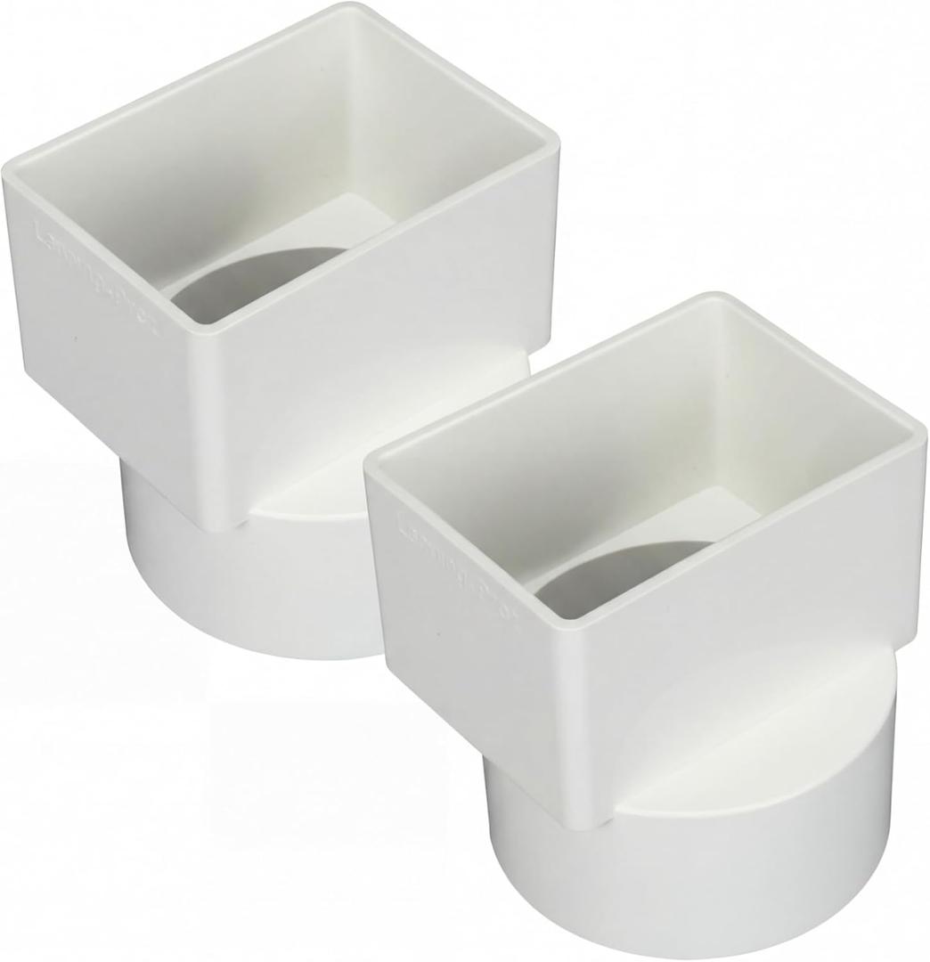 Sosation 2 Pcs 2"x3"x3" PVC Offset Downspout Drainage Adapter, Connects 2" X3" Downspout to 3" Round Sewer and Drain Pipe, Hub/spigot End, Universal Design to Fit All Types of 3" Round Drain Pipe Tile