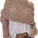 Knitted Cable Wrap Shawl with Sleeves, Multifunctional Scarf