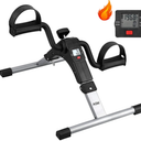 Folding Pedal Exerciser, Mini Exercise Bike Under Desk Bike Foot Pedal Exerciser, Foot Hand Cycle Portable Peddler Machine Bicycle Exerciser Arm Leg Exerciser While Sitting (Silver)