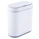 ELPHECO Bathroom Trash Can with lid - 2.5 Gallon Waterproof Sensor Trash Bin, 10 Liter Motion Sensor Trash Can, Slim Garbage Bin Bathroom Decor White with Grey Trim