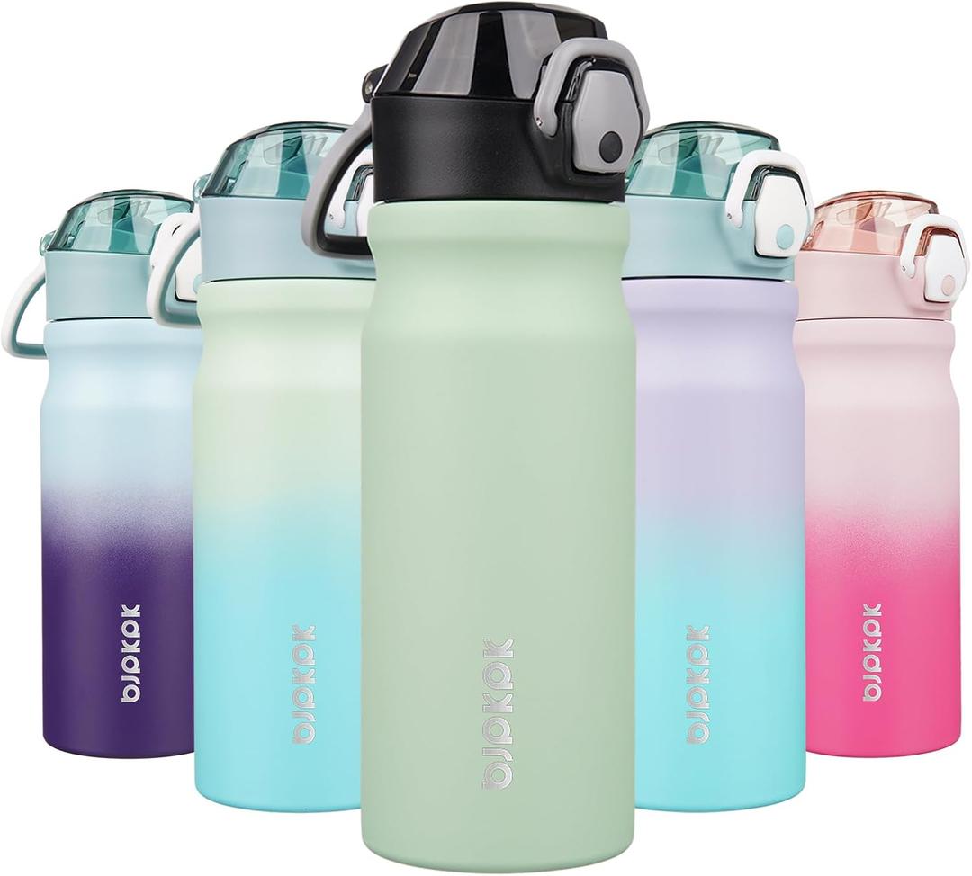 BJPKPK Stainless Steel Insulated Water Bottle With Straw Lid 18oz Reusable Metal Thermo Bottles Keep Cold And Hot, Sage