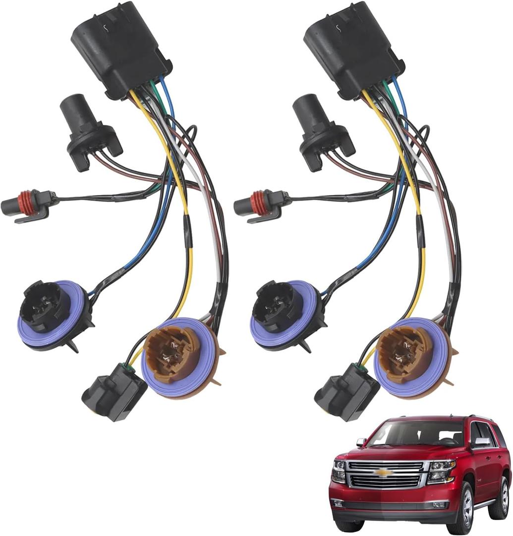 15950809 Headlight Headlamp Socket Wiring Harness Fit for 2007-2014 Chevy Tahoe Suburban Avalanche GM SUV Replace OEM 15782377, Front Right or Left Lamp Socket Wire