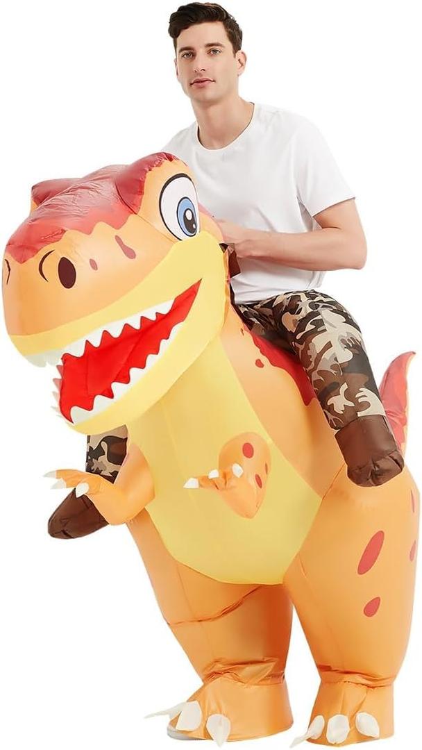 COMIN Adult Inflatable Dinosaur Costume Riding T Rex Funny Dress Halloween Costume for Men Women (63")