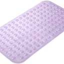 AmazerBath Bath Tub Mat, Medium Size 27.6 x 15 Inches Non-Slip Shower Mats with Suction Cups and Drain Holes, Bathtub Mats Bathroom Mats Machine Washable (Clear Purple)