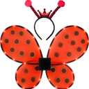Funcredible Light Up Ladybug Wings & Antenna Headband  Adult Insect Costume Accessories  Halloween Cosplay Party Set Red