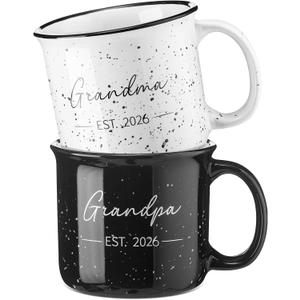 Baderke 2 Pcs New Grandparents Gifts Est 2026 Grandma and Grandpa Mugs 11oz Set Promoted to Grandparents First Time Pregnancy Announcement Baby Shower Gender Reveal Party Gifts