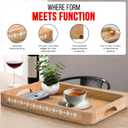 Mela Artisans Wooden Serving Tray with Handles | 15x10x1.75 inch | Mango Wood Decorative Tray | Ottoman Tray | Snacks | Desserts | Breads | Coffee Table | Bedroom | Rounded Edge Design