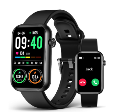 EGQINR Smart Watch with Call (Answer/Make), 24/7 Heart Rate, SpO2 & Blood Pressure Monitor, 1.7" HD Touch Screen Fitness Tracker with 114 Sports Modes, Sleep Tracker, Waterproof Activity Watch for Men Women - Black
