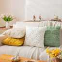 Set of 2 White Easter Egg Faux Fur Throw Pillow Covers 18x18 inches Velvet Spring Pillow Covers for Couch Bedroom Decorations Fluffy Floral Pillowcases for Farmhouse