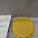 Angol Shiold Glitter Toilet Seat Molded Wood Elongated Toilet Seat with Quietly Close and Quick Release Hinges, Easy to Clean also Easy to Install (Elongated 18.5'', Yellow)