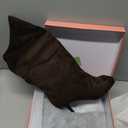 Women's Knee High Suede Boots for Women Wide Calf Square Toe Stiletto Heels Tall Boots Pull On High Heel Long Booties (Brown) Size 8