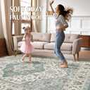 LOONGRUG 8x10 Area Rugs Washable Vintage Boho Living Room Rug Teal Brown