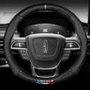 KanaAt for Lincoln Steering Wheel Cover Custom-Fit, Fusion Carbon Fiber Premium Leather Cover with Lincoln Emblem Logo Car Steering Wheel,Designed for Lincoln Car Accessories