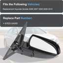 Door Mirror Right Passenger Side Replacement For Hyundai Sonata 2006 2007 2008 2009 2010, Replace 87620-0A000, Black 5PINS