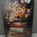 Moody Flower Books Canvas Wall Art, Vintage Spring Wildflowers Poster Prints Dark Academia Floral Gallery Wall Decor Picture Easter Flower Paintings Artwork for Bedroom Living Room Decoration (24"L x 16"W)