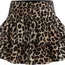 Girl's Leopard Mini Skirt Y2k Cheetah Layered Ruffle A Line Going Out Short Skirts 9YO