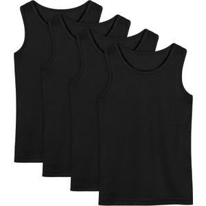 Poroka 4 Pack Toddler Tank Top Boys Cotton Tank Undershirt Kids Sleeveless Undershirts Soft Round Neck Tank Tops (5-6 Years, Black)