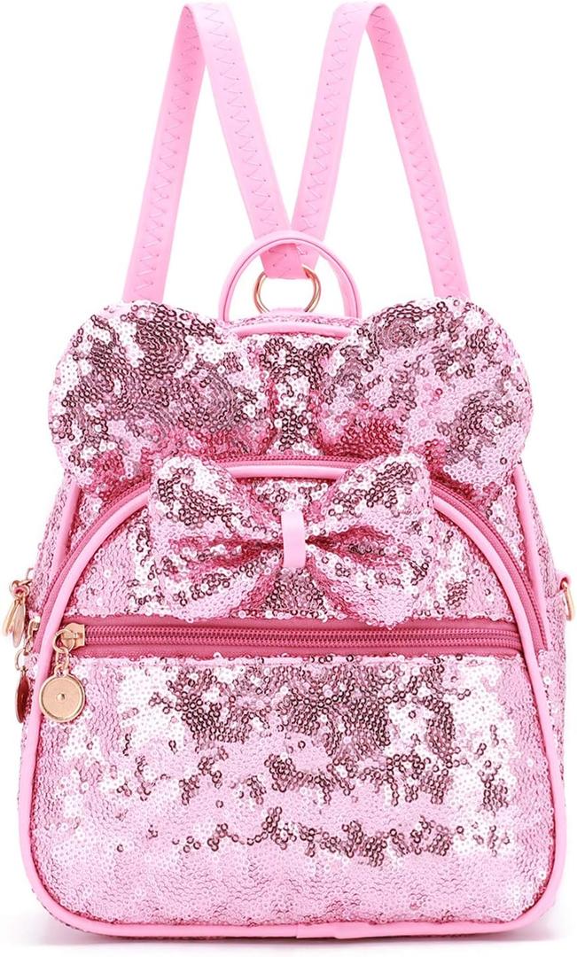 KL928 Girls Mini Backpack Bowknot Polka Dot Cute Small Daypacks Convertible Shoulder Bag Purse for Women (Pink)