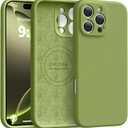 Ktele Magnetic for iPhone 16 Pro Max Case [Compatible with Magsafe] [Premium Silicone Satin-Smooth Touch] Slim Shockproof Anti-Scratch Microfiber Lining Case, 6.9 inch, Cedar Green