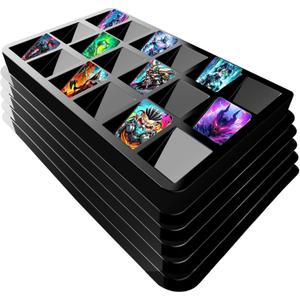 Card Sorting Tray 5ct  Stackable Trading Card Organizer Display Case, 18-cell Organize and Sort TCG Cards, Durable and Convenient Storage Solution (Large - Regular Cards)