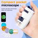 Handheld Portable Pocket Microscope for Kids - BEBANG Mini Lab Kids Microscope with 5 Prepared Slides LED Portable Microbiological Observation Miniscope Tool for Science Exploration