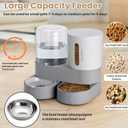 2 Pack Automatic Cat Feeder Stainless Steel Water Dispenser Gravity Food Feeder and Waterer Set with Pet Food Bowl for Small Medium Kitten Puppy Pets Large Capacity(Grey)