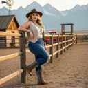 SheSole Extra Wide Calf Cowboy Boots for Women | Two-Tone Cowgirl Boots with Roomy Square Toe, Removable Cushion Insoles for Comfort | Hidden Stretch Wstern Boots for Fuller Calves, Size 38