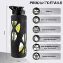 24 oz Glass Water Bottles with Silicone Sleeve and Flip Lid - Borosilicate Glass, Leakproof, BPA-Free, Perfect for Coffee, Tea and Water (Deep Black)