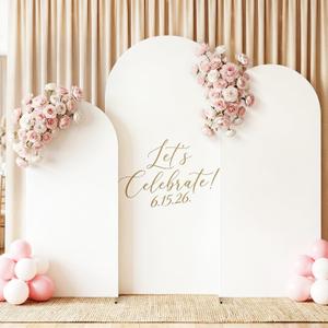 GRENTY Metal Arch Backdrop Stand and Cover Set 7.2FT/6.6FT/6FT, Wedding Arch Frame with Spiral Rotating Joint, 3 Wrinkle-Resistant Cover for Birthday, Anniversary, Wedding, Party, Baby Shower