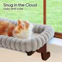 Zakkart SnugCloud Cat Window Perch with 4-Sided Bolster - Large Cat Hammock for Window Sill - Solid Hardwood & Metal Frame - Window Seat for Pets (Dark Stained Wood w/Gray Bed, Large)