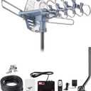 WA-2608 Digital Amplified Outdoor HD TV Antenna with Mounting Pole & 60 Ft RG6 Coax Cable,Coaxial Grounding Block,200 Miles Long Range Wireless Remote Control 360 Degree Rotation Support 2 TVs