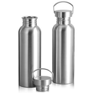2 Pack Stainless Steel Sports Water Bottles, 26OZ 18/8 Stainless Steel Water Bottle Uninsulated Single Walled Metal Waters Bottle for Cyclists, Runners, Hikers, Silver