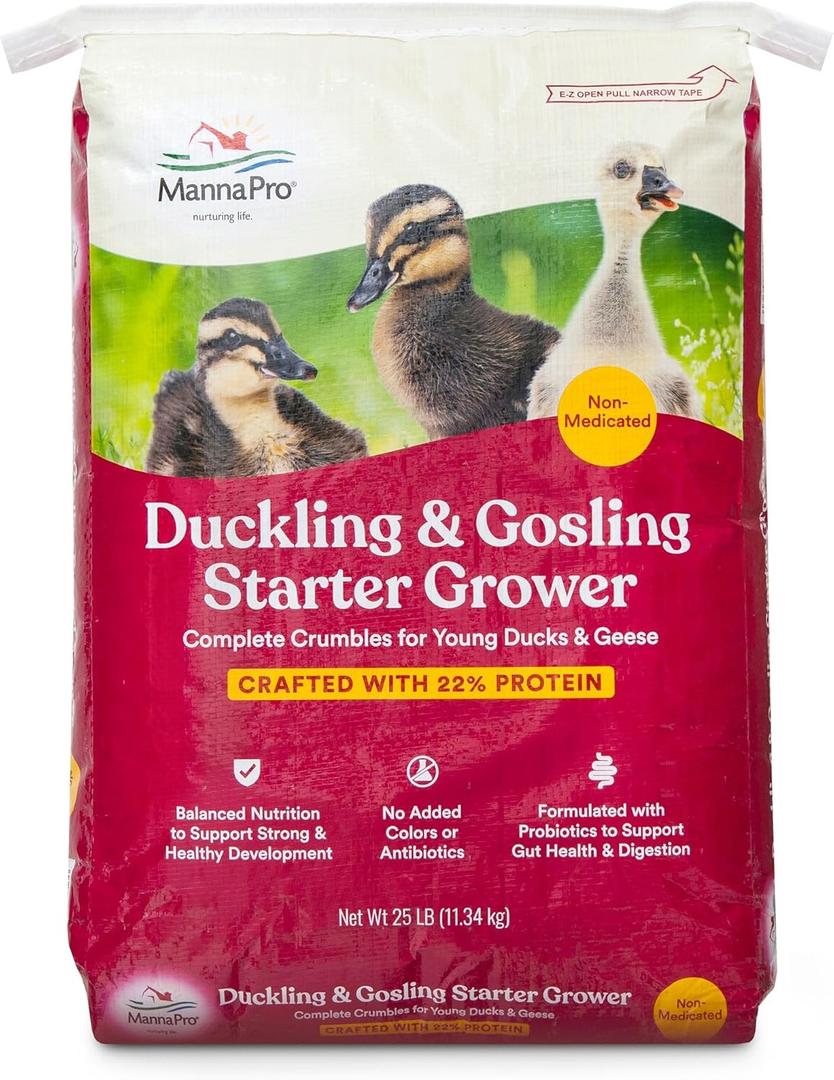 Manna Pro Duck Starter Grower Crumble - Non-Medicated Feed for Young Ducks - Supports Healthy Digestion - 25 Pounds