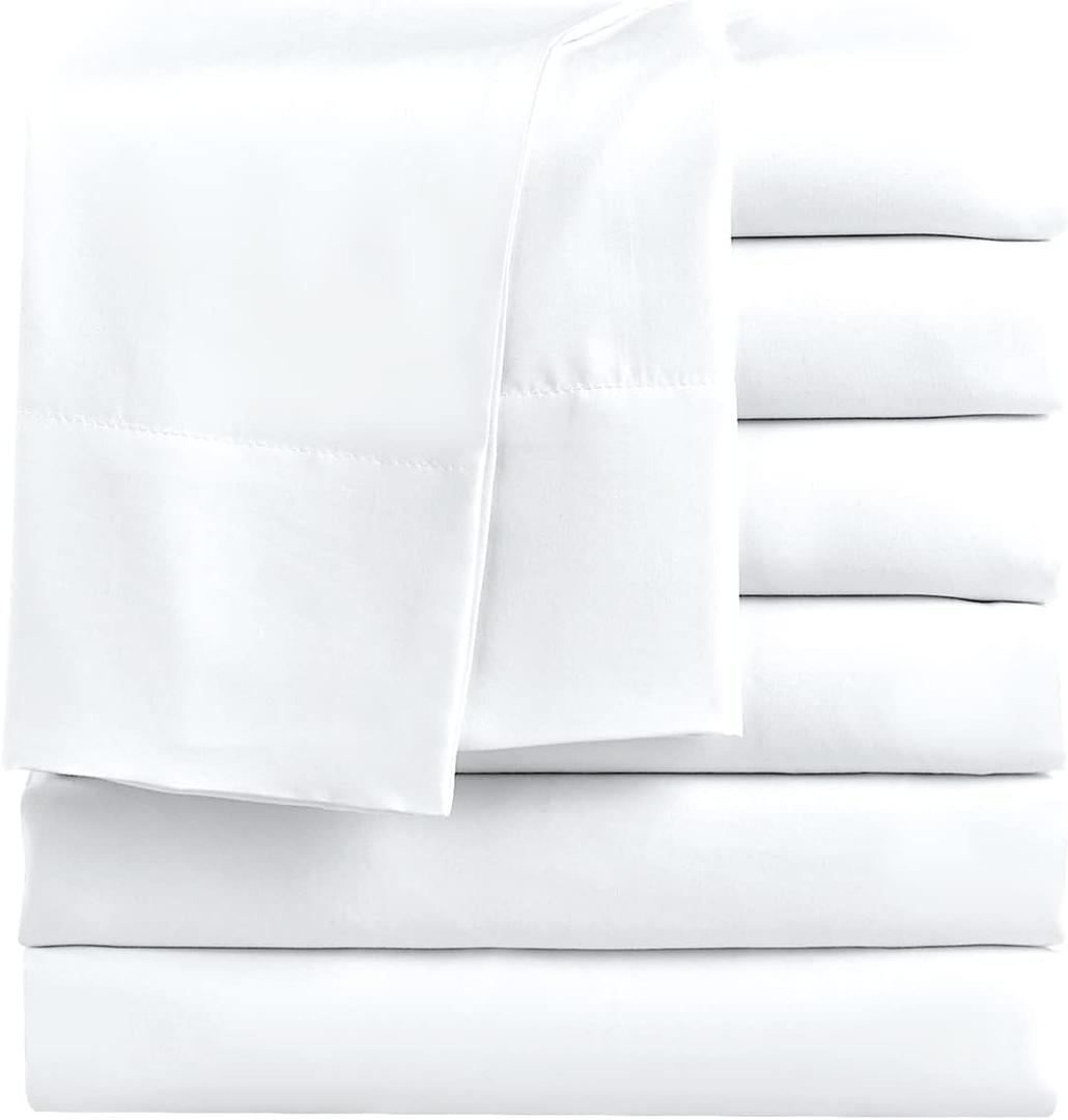 FreshCulture Queen Flat Sheets Only, Pack of 6, Soft Microfiber Bedding Sheets for Home, Salons, Hotels, Bulk Flat Sheets Only Queen Size (White)