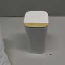 Makeup Brush Holder with Lid, Push Pop-Up Makeup Brush Organizer, 4 Slots Makeup Cosmetics Organizerfor Vanity Decor, Bathroom Countertop ,Large Capcity, Dustproof, Waterproof | White and Gold