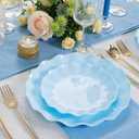 LIYH 20 Pcs Light Baby Blue Plastic Plates Reusable 7.5 Inch - Unbreakable Scalloped Dessert Plates for Weddings Camping Party Outdoor Picnics Dishwasher Safe BPA Free(20Guests)