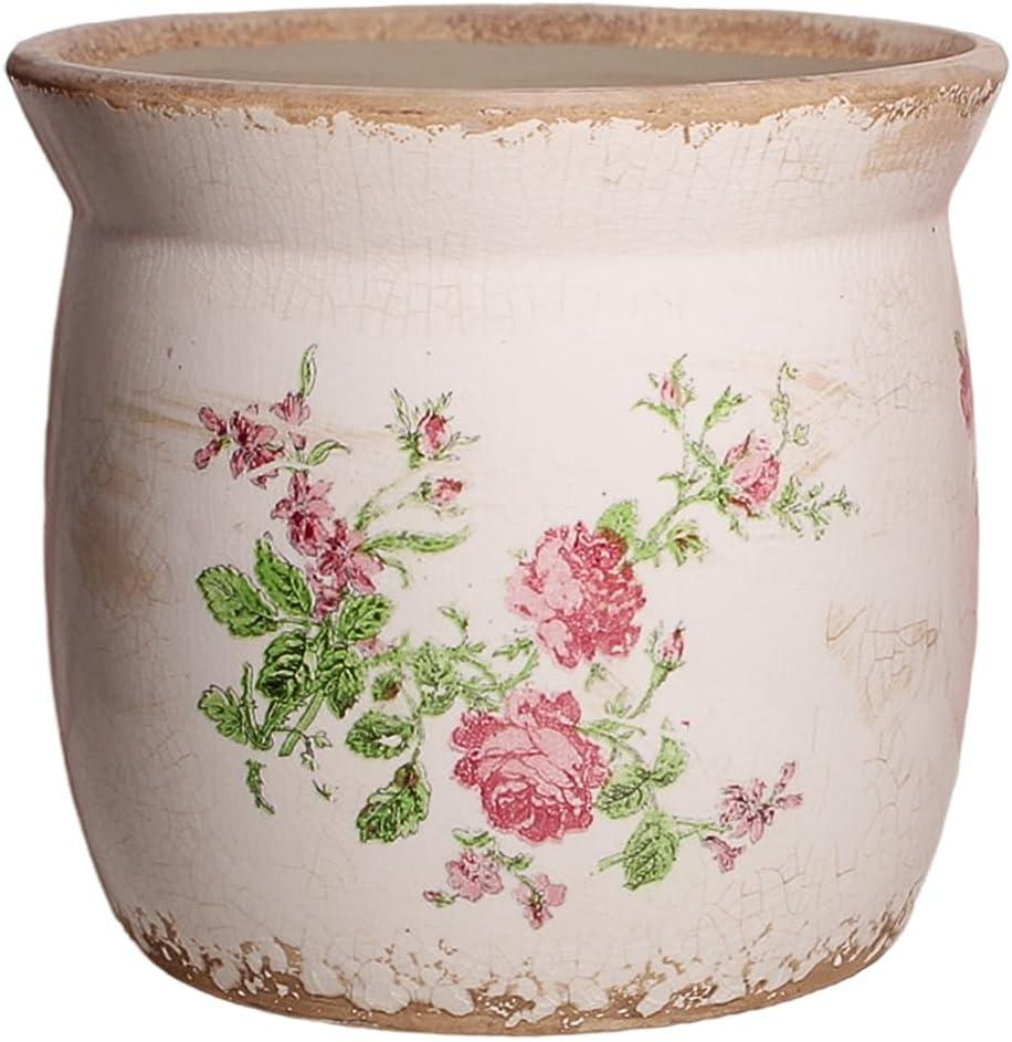 Rustic Ceramic Pots for Plants, 6.21in. Vintage Crackle Glazed Planters for Indoor & Outdoor Plants with Drainage Hole, Unique Planting Pots for Gardening, Tuscan Decor Plant Pots Indoor, Floral