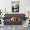 Reversible Couch Cover for 3 Cushion Couch for Pet Friednly Sofa Cover for Dogs Water Resistant Furniture Protector Washable with Elastic Straps(Sofa,Dark Grey/Light Grey)