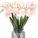 Iris Flowers Artificial Bulk 6 PCS Real Touch Pink Flowers 18.9 in Long Stems Artificial Iris Artificial for Wedding Bridal Home Kitchen Party Decoration (Pink)