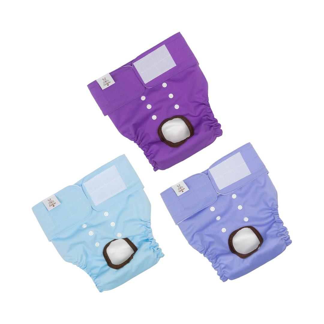CuteBone Dog Diapers Female Washable Small Medium Large 3 Pack Reusable Doggie Diapers Puppy Period Pants for Doggy Heat Cycle Peeing D11L