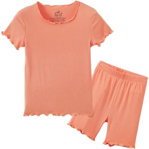 Zanie Kids Toddler Summer Pajamas Set 2 Piece Short Sleeve PJs Cooling Sleepwear (Brown)